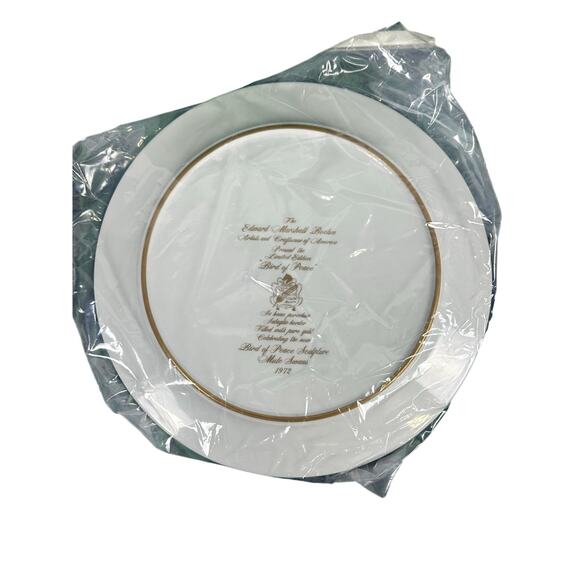 Edward Marshall Boehm "Bird of Peace" 1972 Gold RIm 13" Plate Presentation Box - Picture 8 of 13